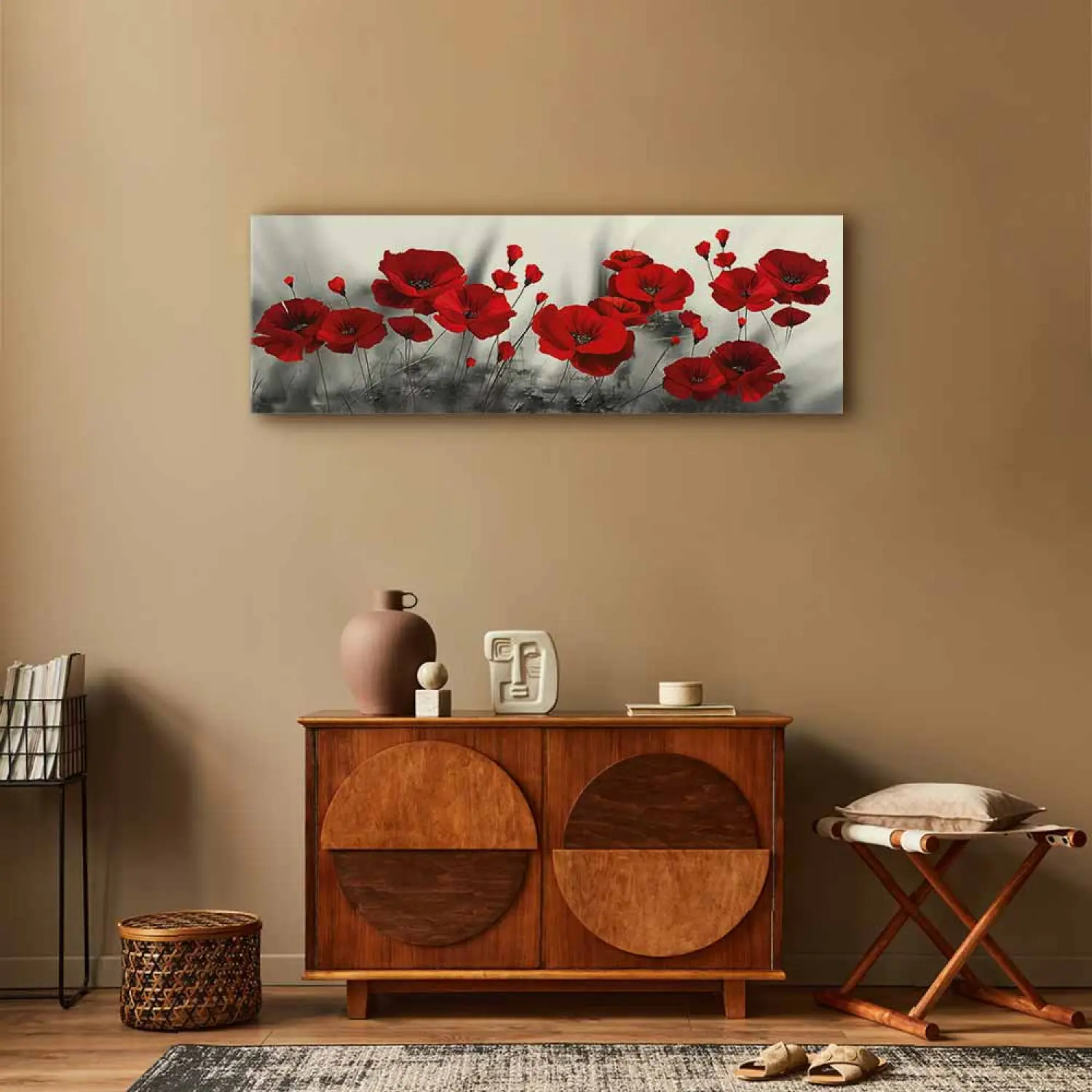 Impression sur Toile Fleurs Coquelicot Rouge 145x45 cm XXL Tableau