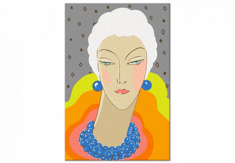 Tableau à peindre soi-même Extravagant Woman - Portrait of an Elegant Person, White Hair, Colorful Collar 144130 additionalImage 3