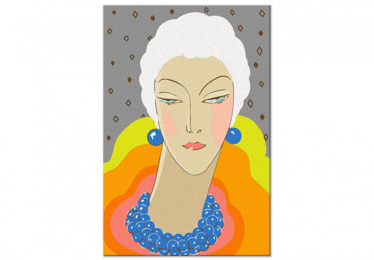 Tableau à peindre soi-même Extravagant Woman - Portrait of an Elegant Person, White Hair, Colorful Collar 144130 additionalImage 4