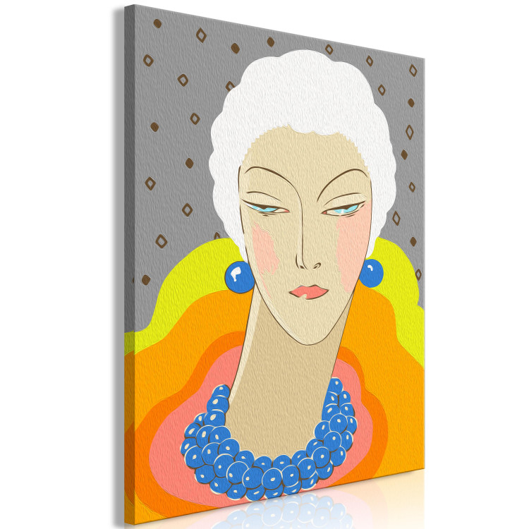 Tableau à peindre soi-même Extravagant Woman - Portrait of an Elegant Person, White Hair, Colorful Collar 144130 additionalImage 7