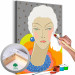 Tableau à peindre soi-même Extravagant Woman - Portrait of an Elegant Person, White Hair, Colorful Collar 144130