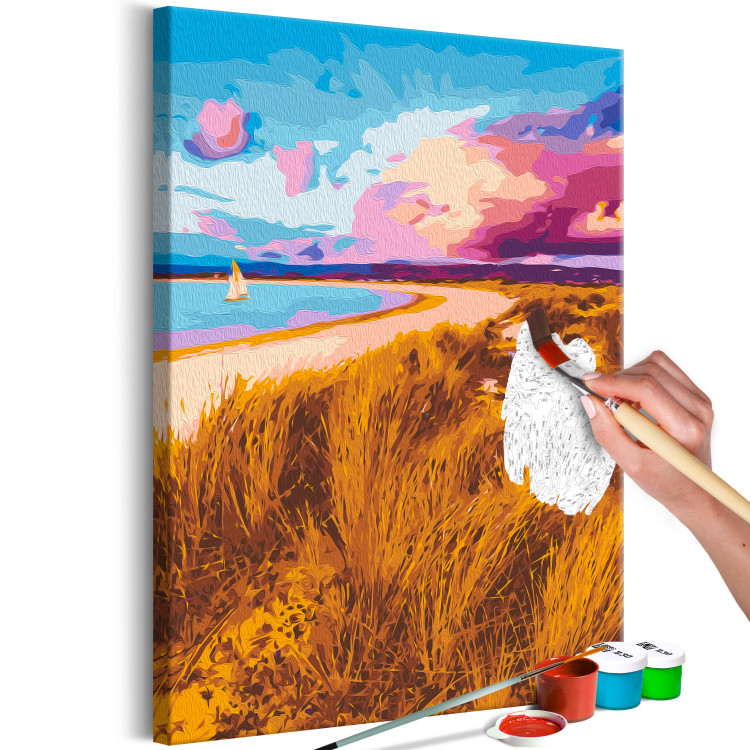 Tableau peinture par numéros Golden Grasses - Ionian Sea Beach, Pink Clouds and a Sailboat 144530 additionalImage 3