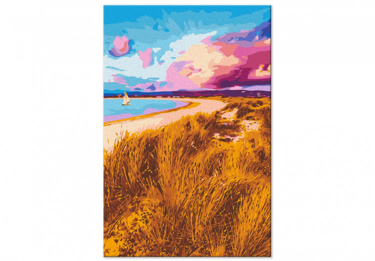 Tableau peinture par numéros Golden Grasses - Ionian Sea Beach, Pink Clouds and a Sailboat 144530 additionalImage 4