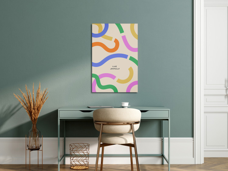 Tableau Colorful Abstract Shapes - Pastel Waves on a Beige Background 149901 additionalImage 3