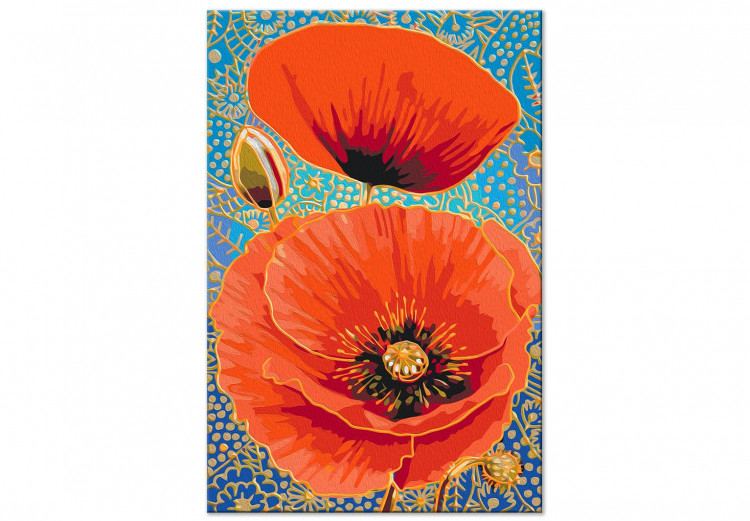 Kit de peinture Red Poppies - Meadow Flowers on a Turquoise Decorative Background 144141 additionalImage 7