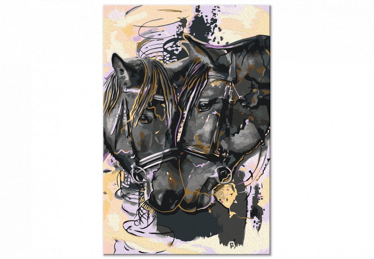 Kit de peinture par numéros Horses in Love - Couple of Animals in a Romantic Close-up 144081 additionalImage 3