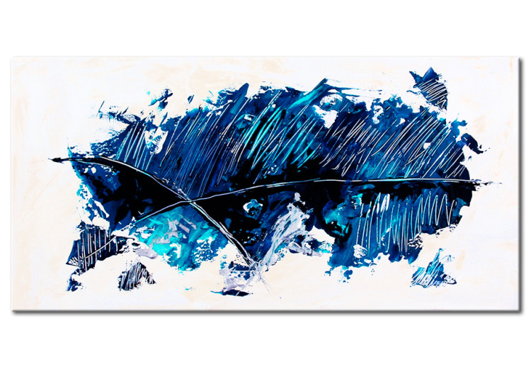 Tableau décoratif Dans les bleus (1 pièce) - Abstraction avec motifs sur fond blanc 46781
