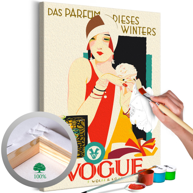 Kit de peinture par numéros Elegant Woman - Colorful Art Deco Perfume Advertisement 144091