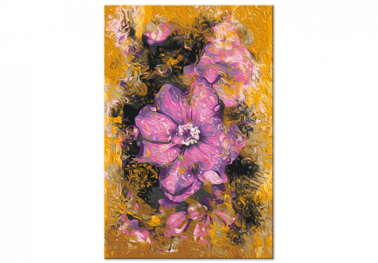 Peinture par numéros pour adultes Violet Flower - Blooming Plant, a Bud on a Golden Brown Background 146191 additionalImage 4