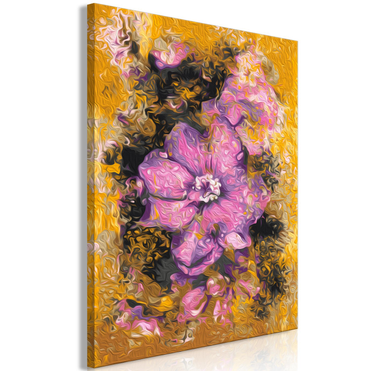 Peinture par numéros pour adultes Violet Flower - Blooming Plant, a Bud on a Golden Brown Background 146191 additionalImage 6