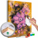 Peinture par numéros pour adultes Violet Flower - Blooming Plant, a Bud on a Golden Brown Background 146191