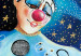 Tableau décoratif Clown avec chat - un personnage caressant un animal sur fond étoilé  48891 additionalThumb 2
