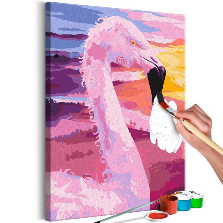 Peinture par numéros pour adultes Candy Flamingo - Pink Bird on a Colorful Expressive Background 144622 additionalImage 3