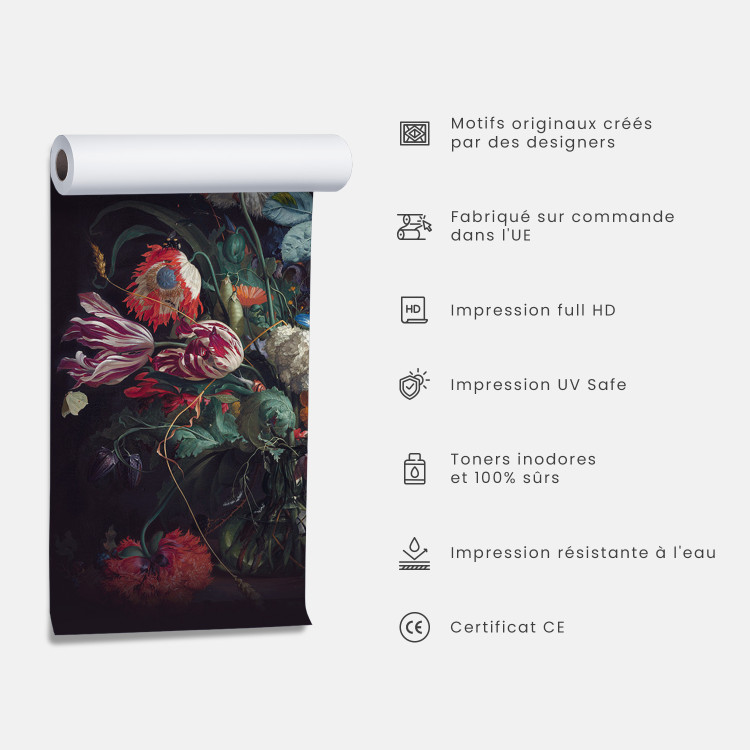 Papier peint Fougères - motif végétal en poudre rose sur un fond avec des motifs 144632 additionalImage 6