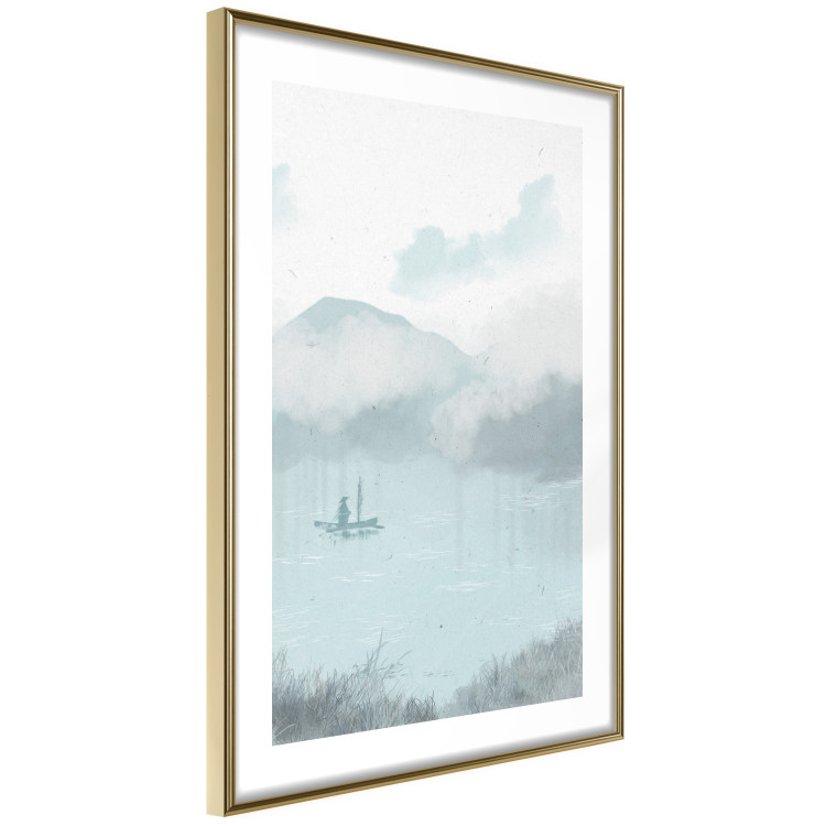 Affiche déco Fishing in the Morning - Small Boat Against the Background of Misty Mountains 146132 additionalImage 9