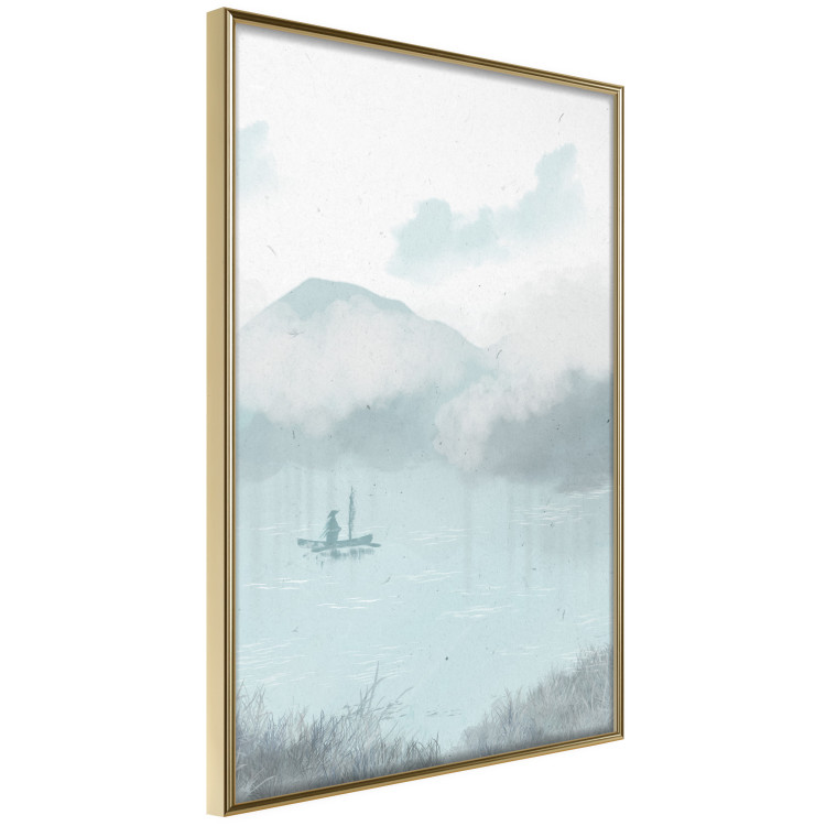 Affiche déco Fishing in the Morning - Small Boat Against the Background of Misty Mountains 146132 additionalImage 6
