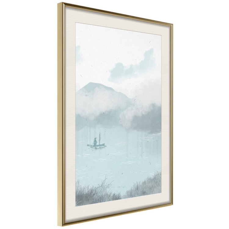 Affiche déco Fishing in the Morning - Small Boat Against the Background of Misty Mountains 146132 additionalImage 11