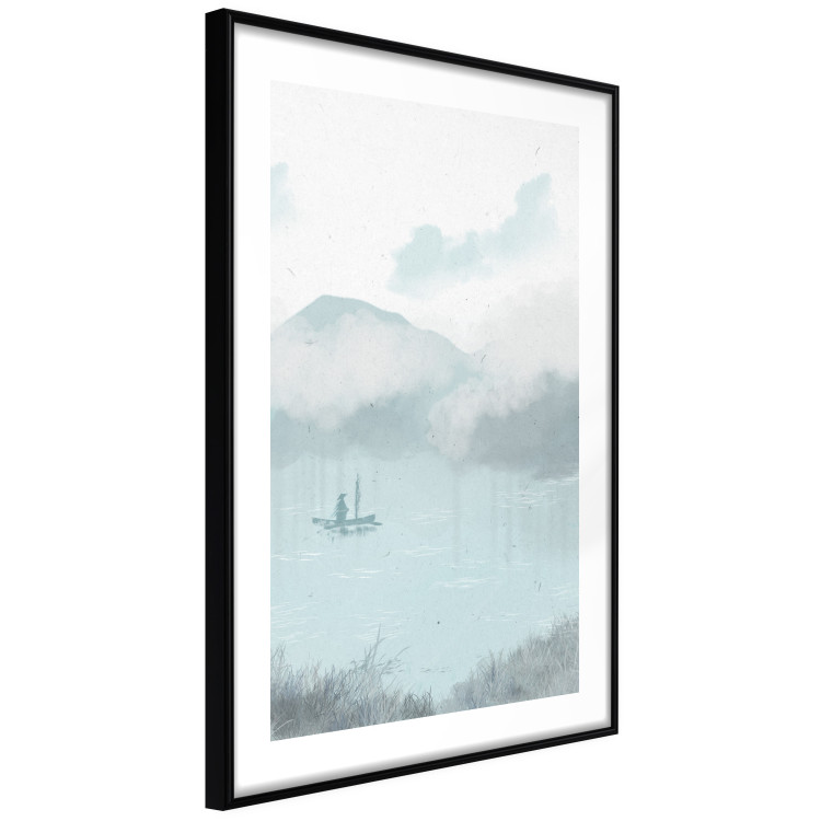 Affiche déco Fishing in the Morning - Small Boat Against the Background of Misty Mountains 146132 additionalImage 3