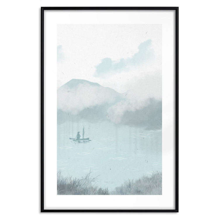 Affiche déco Fishing in the Morning - Small Boat Against the Background of Misty Mountains 146132 additionalImage 25