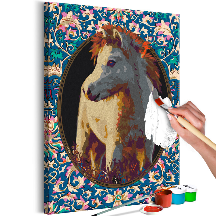 Numéro d'art adulte Magic Animal - Portrait of a Beige Horse among Colorful Flowers 146532 additionalImage 3