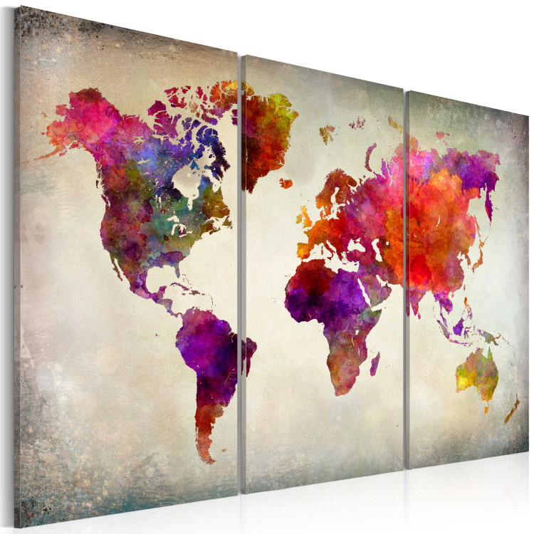 Cadre mural Monde - mosaique de couleurs - Cartes du monde - Tableaux