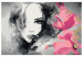 Tableau peinture par numéros Portrait en noir et blanc avec une fleur rose 107142 additionalThumb 6