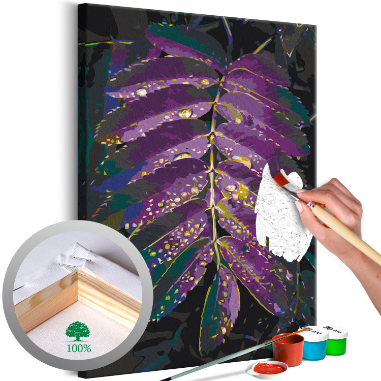 Numéro d'art Jungle Vegetation - Large Purple Leaf With Raindrops 146203