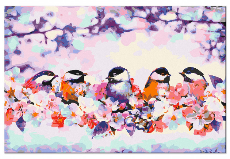 Numéro d'art adulte Happy Tit - Birds on the Branch, Cherry Blossoms and Purple Spots 144613 additionalImage 4
