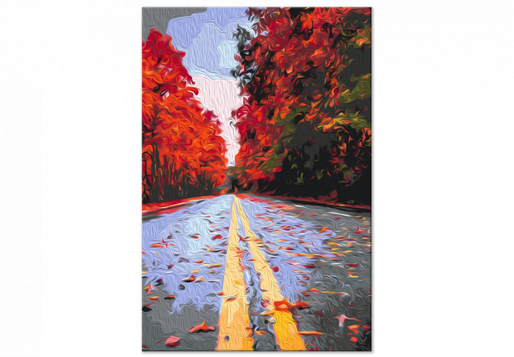 Peinture par numéros Autumn Road - Alley with Trees with Red Leaves 146533 additionalImage 6