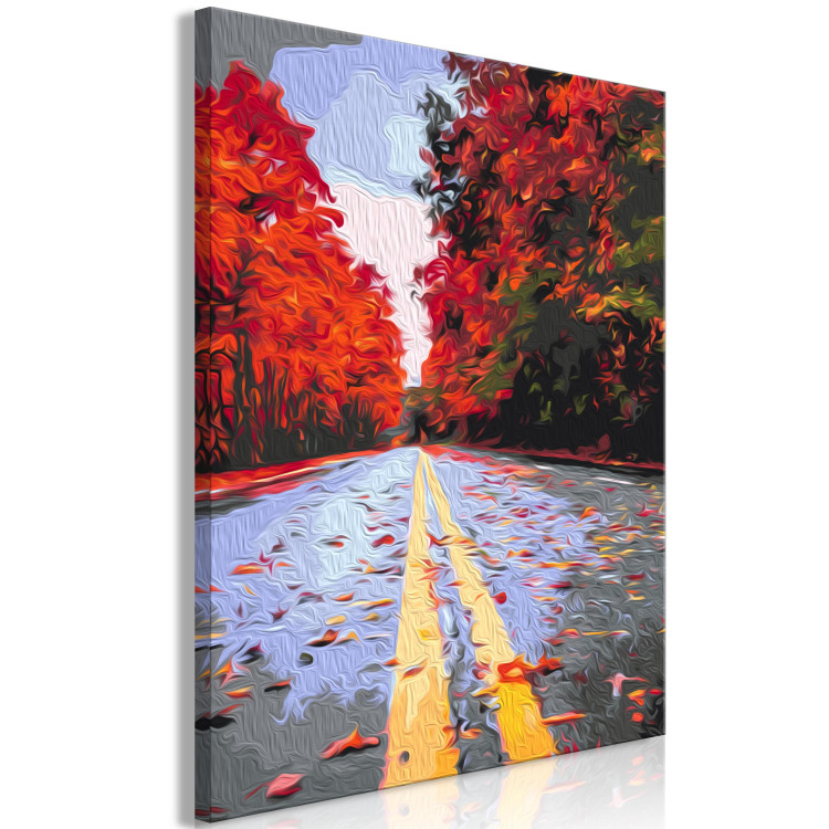 Peinture par numéros Autumn Road - Alley with Trees with Red Leaves 146533 additionalImage 4