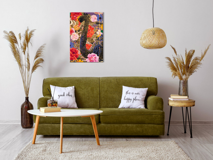 Peinture par numéros pour adultes Colorful Kilim - Black Swan in Gold on Flowers Background 145153 additionalImage 2