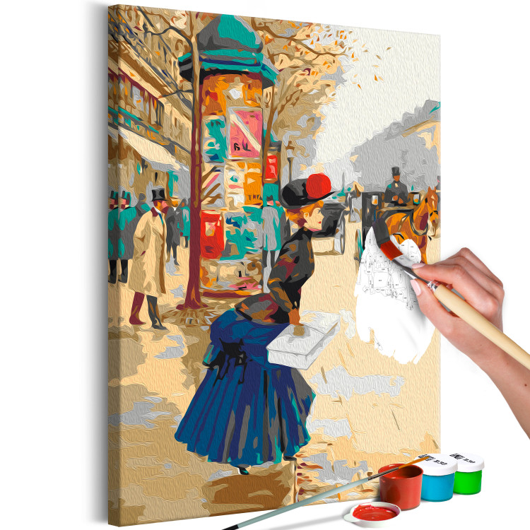 Kit de peinture par numéros Autumn Street - Elegant Woman With a Package Waiting for a Carriage 148453 additionalImage 4