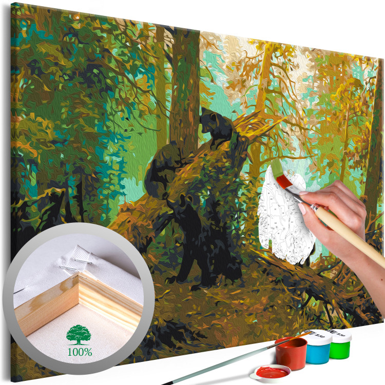 Kit de peinture Bear Play - Family of Brown Animals in a Pine Forest 148463