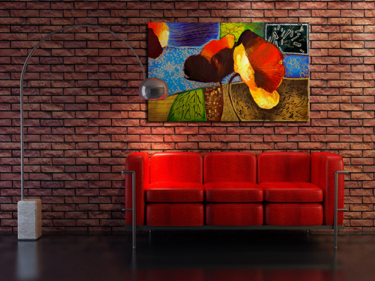 Toile murale Coquelicots (1 pièce) - abstraction colorée avec motif floral 46704 additionalImage 2