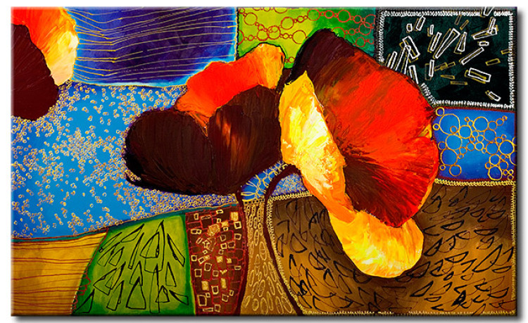 Toile murale Coquelicots (1 pièce) - abstraction colorée avec motif floral 46704