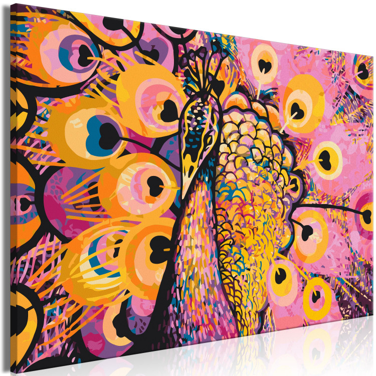 Peinture par numéros Pink Peacock - Warm Colors, Decorative Bird and Hearts 144614 additionalImage 6