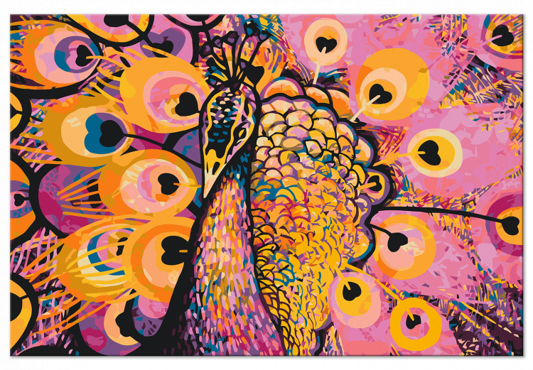 Peinture par numéros Pink Peacock - Warm Colors, Decorative Bird and Hearts 144614 additionalImage 5