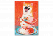 Numéro d'art Cheerful Dog - Laughing Shiba and Teacups on a Red Background 144524 additionalThumb 7