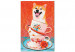 Numéro d'art Cheerful Dog - Laughing Shiba and Teacups on a Red Background 144524 additionalThumb 6
