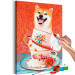 Numéro d'art Cheerful Dog - Laughing Shiba and Teacups on a Red Background 144524 additionalThumb 3