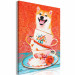 Numéro d'art Cheerful Dog - Laughing Shiba and Teacups on a Red Background 144524 additionalThumb 4