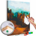 Peinture par numéros pour adultes Nostalgic Forest - Autumn Landscape with Mountains, Trees and a House 146534