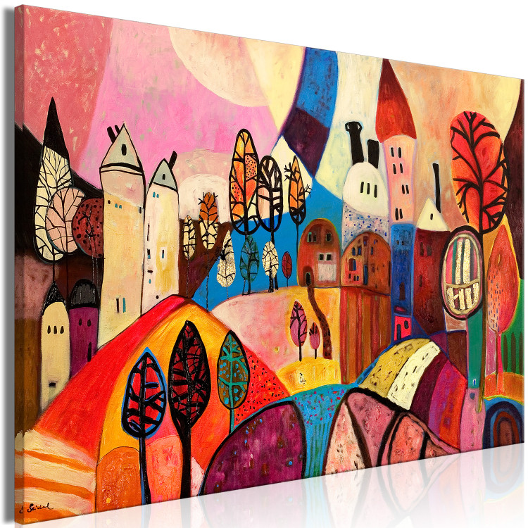 Cadre moderne Village multicolore - Multicolores - Tableau abstrait -  Tableaux