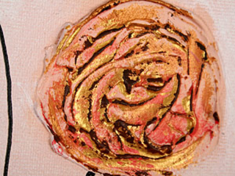 Tableau tendance Roses dorées (1 pièce) - Composition abstraite avec motif floral 47005 additionalImage 2