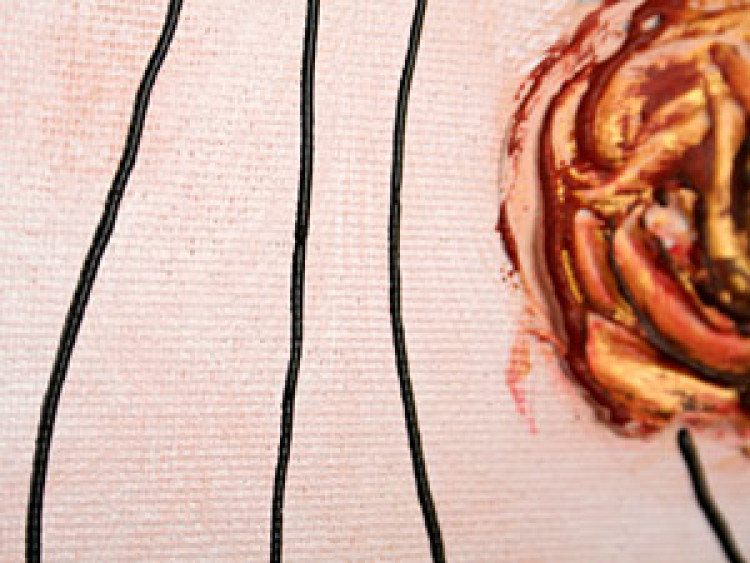 Tableau tendance Roses dorées (1 pièce) - Composition abstraite avec motif floral 47005 additionalImage 3