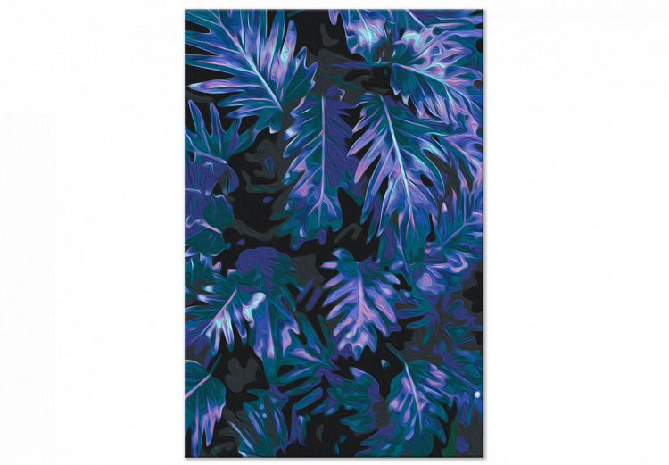 Tableau à peindre soi-même Inky Mystery - Multitude of Dark Navy Blue Leaves 146215 additionalImage 3