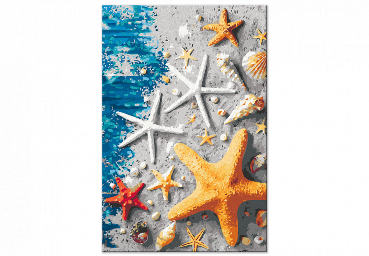 Tableau à peindre soi-même Sand and Seashells - Starfish and Sea Elements on Blue Boards 144525 additionalImage 3