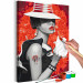 Tableau peinture par numéros Gangster Girl - Woman With a Hat and a Drink on a Red Background 144135 additionalThumb 3