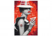Tableau peinture par numéros Gangster Girl - Woman With a Hat and a Drink on a Red Background 144135 additionalThumb 4