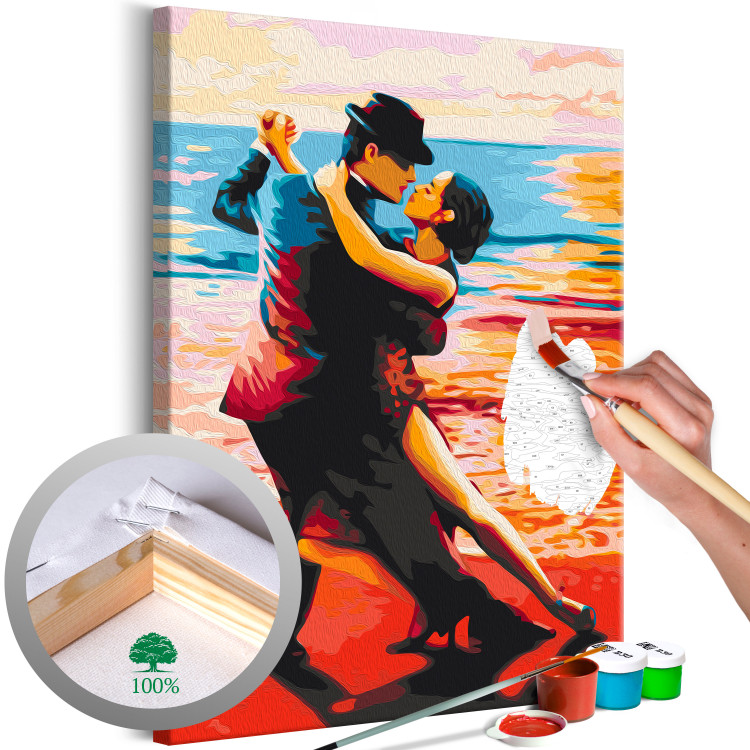 Kit de peinture Passionate Tango - Couple in Love Dancing in the Background of the Sea 144085